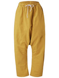 Casual Style Elastic Waist Band Drawstring Pocket Harem Pants