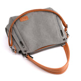 Women's Multi-pocket Shoulder Bag Fashion Cotton Canvas Handbag Tote Purse