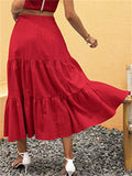 Casual Solid Color Swing Skirts With Pockets