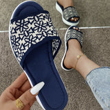 Fashion Comfy Woven Fabric Open Toe Wedge Slippers for Women
