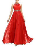 Pretty Halter Neck Beaded Fitted Waist Dress for Evening