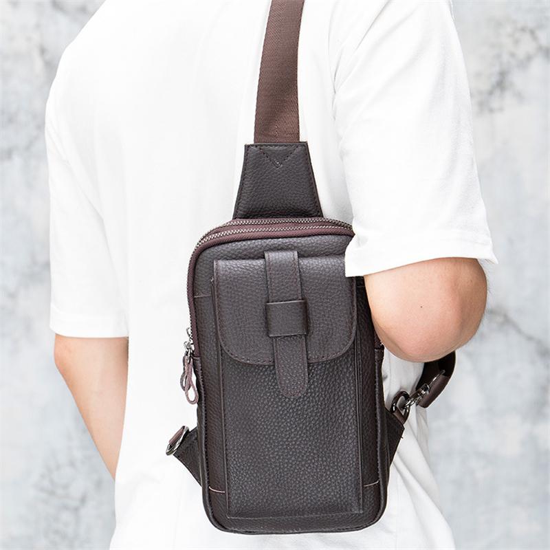 Outdoor Daily Casual Leather Crossbody Packs Chest Bag For Men