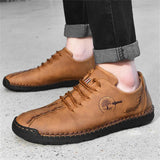 Men's Breathable Lace Up Plus Size PU Loafers