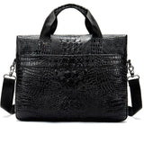 Retro Style Crocodile Textured Interior Pocket Detachable Sling Strap Laptop Bag