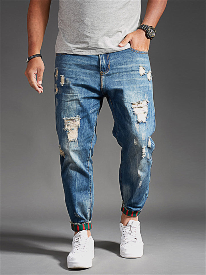 Fashion Street Style Ripped Washed Effect Oversized Harem Pants Denim Jeans