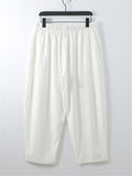 Soft Linen Comfy 2-Piece Outfit Embroidery Shirts + Drawstring Pocket Cropped Pants