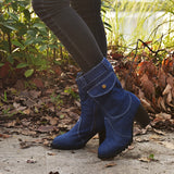 Women's Stylish High Heeled Denim Ankle Boots