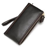 Men's Double Zipper Clutch Soft Leather Business Casual Wallet