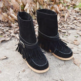 Bohemian Traveler Tassel Buckle Flat Boots