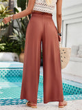 Lady Spring Summer Pure Color Loose Pleated Pants