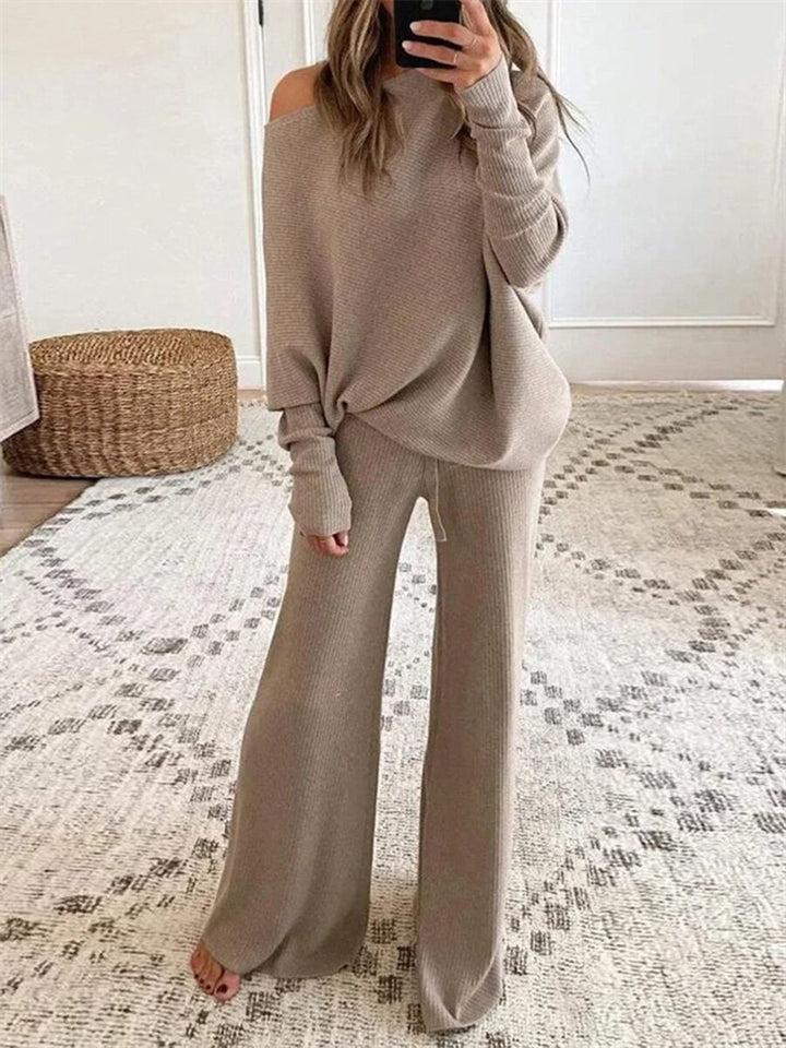 Classy Leisure Solid Women's Long Sleeve Two Piece Sets