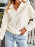 Plush Cosy Female Quarter Zip Solid Sweatshirts