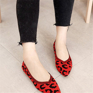 New Fashion Breathable Leopard Pointed Toe Slip-On Loafers For Women