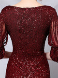 Elegant Sexy Deep-V Design Solid Color Split Decorated Sequins Evening Dresses