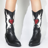 Fashion Contrast Color Mid Calf Boots