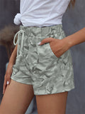 Relaxed Camo Print High-waisted Female Drawstring Shorts