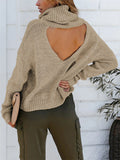 Women's Simple Turtleneck Pullover Knit Solid Color Sweater