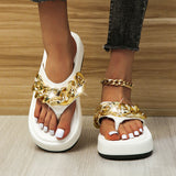 New Fashion Chain Flip-flops Flat Platform Slippers