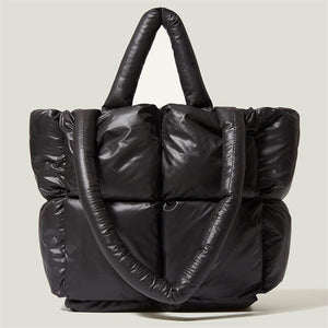 Women's Fashion Puffer Tote Bag Quilted Cotton Down Handbags
