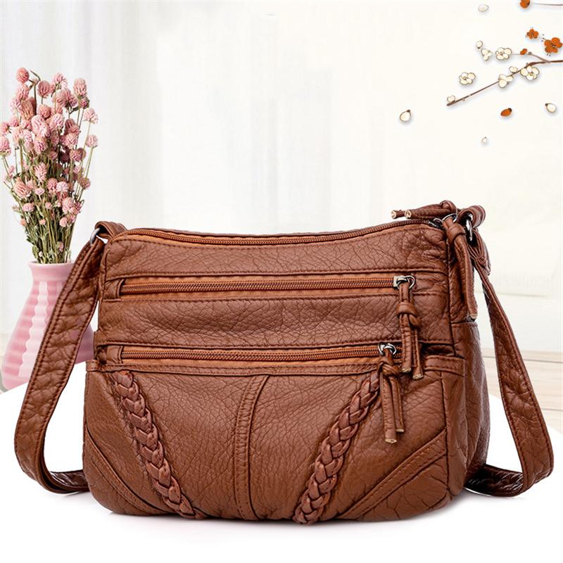 Vintage Style Soft Touch Textured Design Spacious Interior Adjustable Shoulder Strap Crossbody Bag