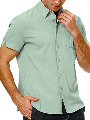 Summer Daily Lapel Short Sleeve Button Down Male Shirts