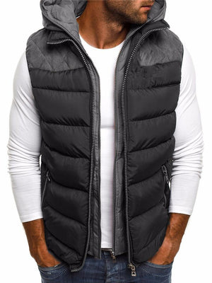 Mens Stylish Color Block Hooded Padded Vest