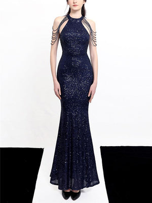 Sequin Halter Neck Mermaid Formal Dresses