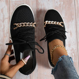 Ladies Trendy Breathable Chain Design Wedge Heel Shoes