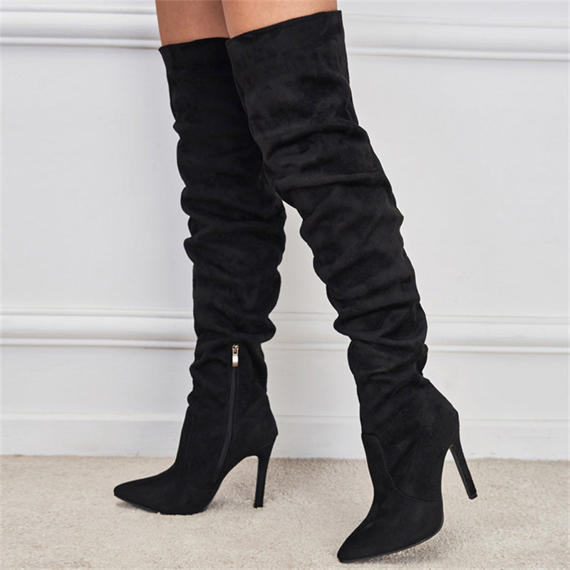 Fashion Pointed Toe Slim Suede Long Boots for Women