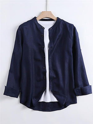 Casual Loose Comfy Linen Buttons Long Sleeve Shirts