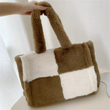 Cute Contrast Color Shearling Handbags For Women
