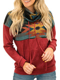 Women's Ethnic Style Sun Totem Printed High Neck Pullover Sweatshirt