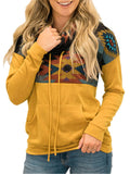 Women's Ethnic Style Sun Totem Printed High Neck Pullover Sweatshirt