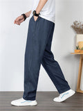 Men's Front Zipper Design Stylish Loose Straight-Leg Pants