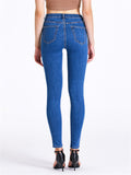 Women's Simple Style Ripped Stretchy Fit Denim Jeans for Summer Autumn