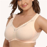 Women Plus Size Deep Plunge Comfy Cotton Bras - Nude