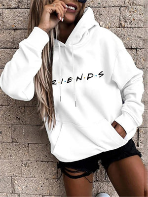 New Women's Large Pocket Long Sleeve Letters Printed Hoodies