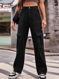 Women's Cool Loose Wide Leg Cargo Denim Pants