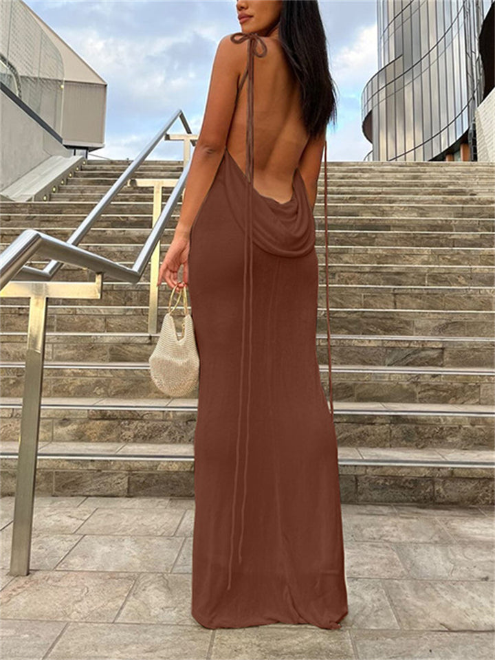 Sexy Ladies Hot Lace Up Backless Slim Fit Cocktail Dress