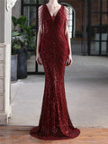 Graceful Sequins Fishtail Solid Color Sleeveless Evening Dresses