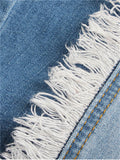 Women's Fashion Slim Fit Tassels Denim Pants