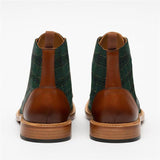 Stylish Texture Printed Hit Color Laced Mens Boots