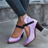 Stylish Ankle Strap Chunky High Heel Shoes
