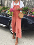 Casual Cotton Linen Loose Solid Color Overall For Women