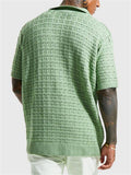 Male Stretchy Loose Knitted Polo Short Sleeve Shirts
