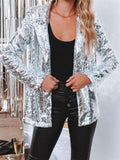 Ladies Vogue Casual Shiny Sequin Suit Blazer