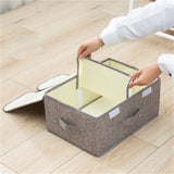 Foldable Storage Box With Double Lids And Compartments