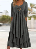 Spring Autumn Casual Waist Multi Layers Female Dresses