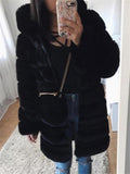 Ultra Comfortable Pocket Faux Fur Hooded Midi Length Coat