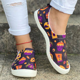 Lovely Pumpkin Print Soft Cotton Cloth Women Loafers for Halloween